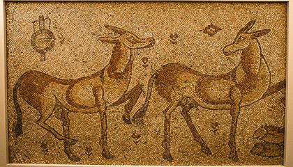 Roman artwork of two alps that dates back to 500 A.D.