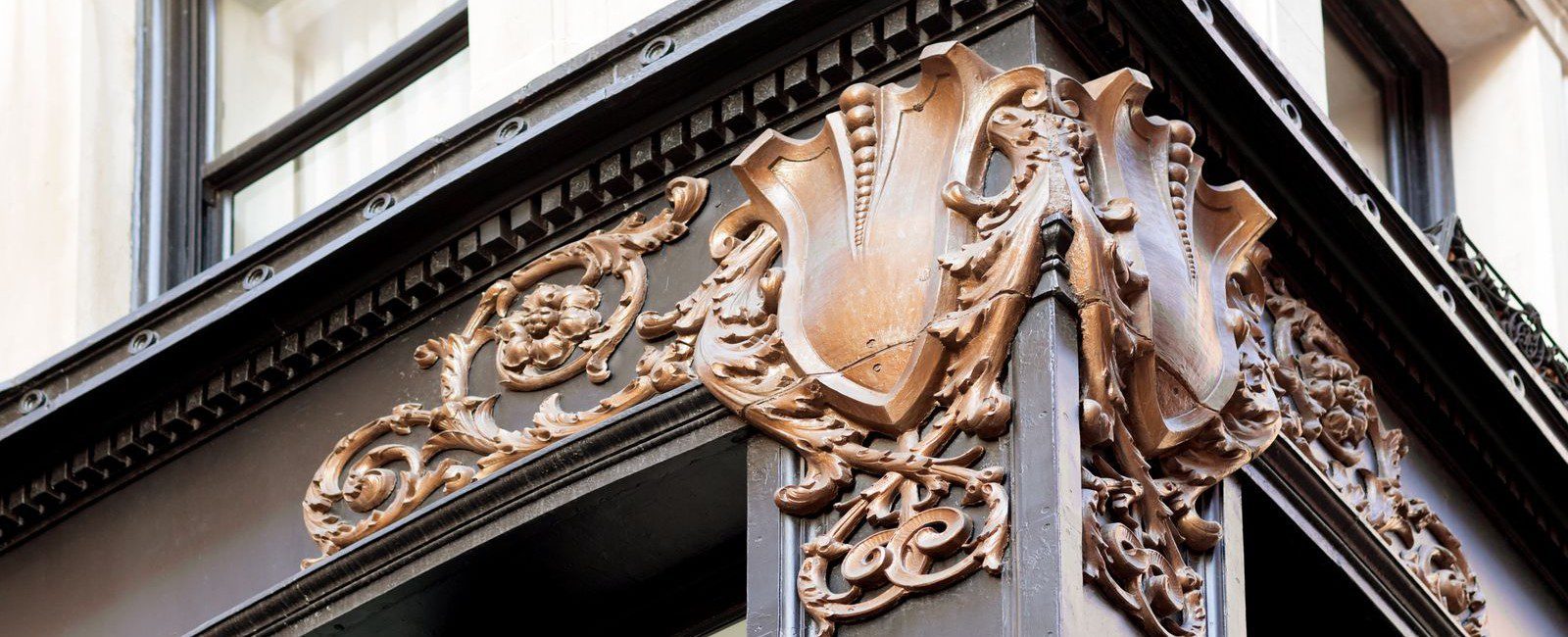 Detailed metal works on the outside of our building.